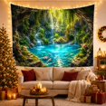thumbnail image 3 of Koi in a Turquoise Cave Pool under Waterfalls, Serene Fantasy for Nature Lovers, Tropical Forest Decor, Housewarming Gift, Tapestry Wall Hanging for Bedroom and Living Room, 3 of 7