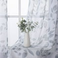 thumbnail image 3 of 2 Panels Sheer Curtains, Leaves Floral Faux Linen Textured Grommet Voile Curtain Drapes, 3 of 7