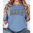 thumbnail image 2 of Trendy Checker Mama Shirt for Women White & Black Check Design Graphic Tee for Mom Blue Jean Shirt Adult X-Large, 2 of 4