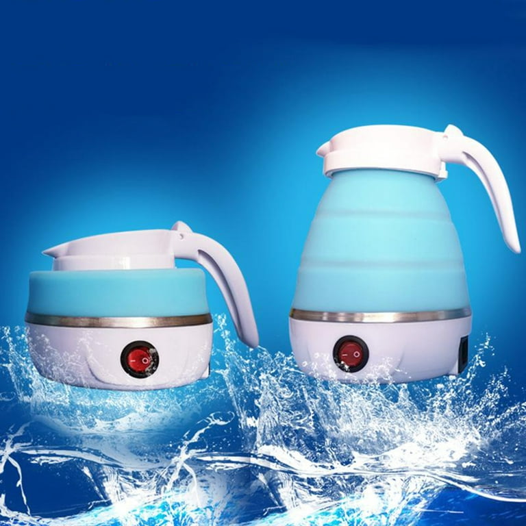 Travel Foldable Electric Kettle, Collapsible Food Grade Silicone Small  Kettle Boiling Water (US Plug Blue) 