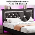 thumbnail image 4 of 4 EVER WINNER King Bed Frame with Storage Headboard, Faux Leather Bed Frame with Diamond Tufted Headboard and LED Lights,Wooden Slats Support, Noise Free, No Box Spring Needed, Easy Assembly, Black, 4 of 6