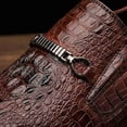 thumbnail image 3 of Men's Crocodile-Embossed Leather Loafers - Slip-On Formal Shoes for Business, & Pointed Toe Casual Footwear Formal Events, 3 of 6
