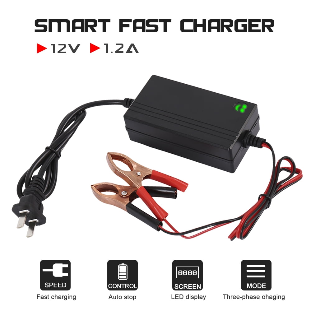 Boat 1.2A Trickle Charger for car 12V to 14.8V Automatic Lead Acid Battery Charger/Maintainer Lawn Tractor Truck RV Motorcycle 