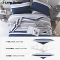 thumbnail image 4 of Bedduvit King Size Quilt Set - 100% Cotton Navy Blue/ White/Gray Striped Simple King Quilt, Modern Lightweight Breathable Summer Bedspread/Bedding Set for All Seasons, 3-Piece (Blue, 98"x106"), 4 of 10