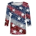 thumbnail image 6 of Feancey 3/4 Sleeve Womens Tunic Tops 4th of July USA Stars and Stripes Print T-Shirts Holiday Casual Plus Size Blouse Independence Day Patriotic Tee Summer Sale Multicolor L, 6 of 6