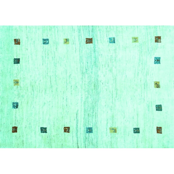 Ahgly Company Indoor Rectangle Solid Turquoise Blue Modern Area Rugs, 5' x 7'