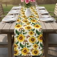 thumbnail image 4 of Sunflowers Table Runner 120 Inches, Beige Botanical Yellow Florals Butterfly Bed Runner Dresser Scarves Tabletop for Indoor Outdoor Parties/Ceremony/Banquet, 13"x 120", 4 of 8