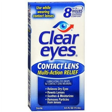 Clear Eyes Contact Lens Multi-Action Relief Eye Drops 0.5 oz, Pack of 2
