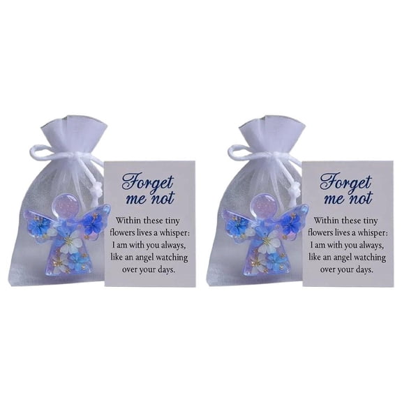 Forget Me Not Dried Flower Angel Keepsake - Memorial Angel with Sympathy Card & Organza Bag, Sympathy Gifts for Loss of Loved One, Hanging Ornament/Keychain