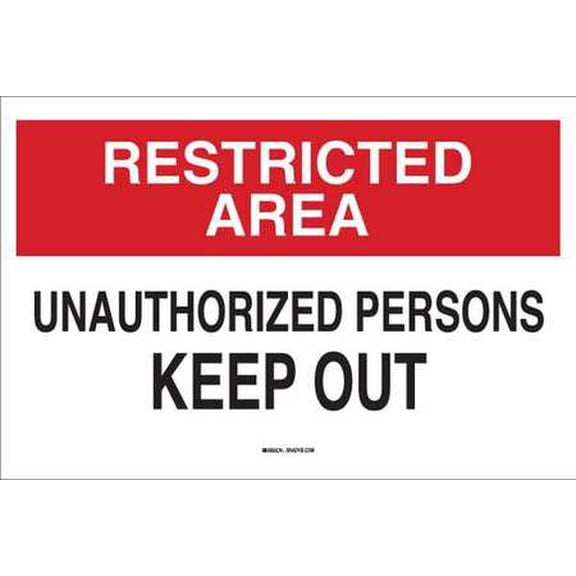 BRADY 122857 Admittance Sign, 7 x 10In, Blk/Red and Wht