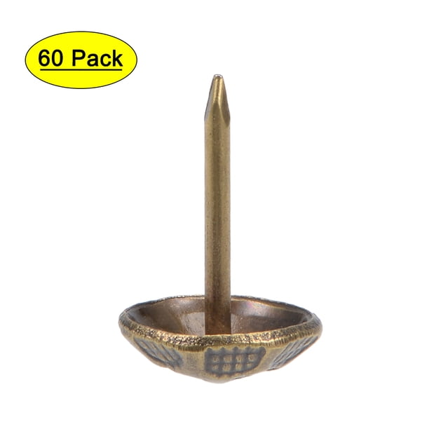 Uxcell Clavos de Empuje de Pulgar de 11mm Diámetro de Cabeza Tono Bronce Clavos de Tapicería 60 Paquete