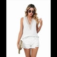 thumbnail image 3 of Camisetas Sin Mangas para Mujer, Blusa de Encaje Sin Mangas con Cuello en V, Chaleco Informal, Camisola de Verano, Camisas Blancas L, 3 of 10