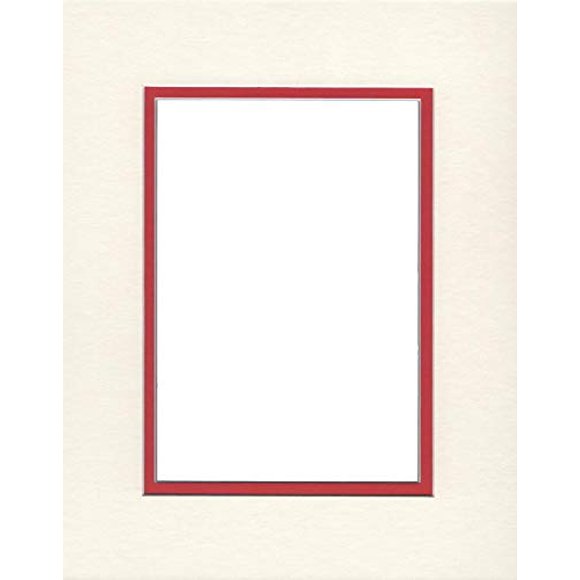 22x28 Double Acid Free White Core Picture Mats Cut for 18x24 Pictures in Cream and Real Red