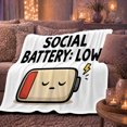 thumbnail image 6 of Sociable Battery Low, Playful Artistic Scene, Warm Flannel Blanket for Office and Dorm with Detailed Artwork with Rich Color Accents, Art Lovers Thanksgiving Gift, Playful Home Decor, 6 of 9