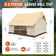 KingCamp Camping Tent, Glamping Tent, 6-10 Person Camping Tent with Skylight, Air Conditioner Port & Stove Jack, 2 Doors and 2 Windows, Large Tent for Family Camping, Waterproof & Easy Setup