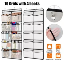 Over The Door Shoe Organizer, 10 Large Mesh Pockets Hanging Storage Holder Rack