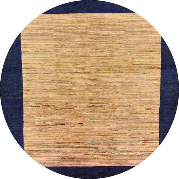 Ahgly Company Indoor Round Abstract Orange Oriental Area Rugs, 7' Round