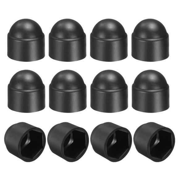 12Pack Hex Nut Cover, M12x18x23mm Plastic Dome Nut Protection Cap Hex Screws Bolt Covers for Indoor Outdoor Furniture Automotive Bolts Decoration, Black