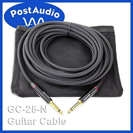 Post Audio Studio Quality Nylon Armored 25’ Guitar Cable with Gold Ends & Carrying (Best Quality Guitar Cables)