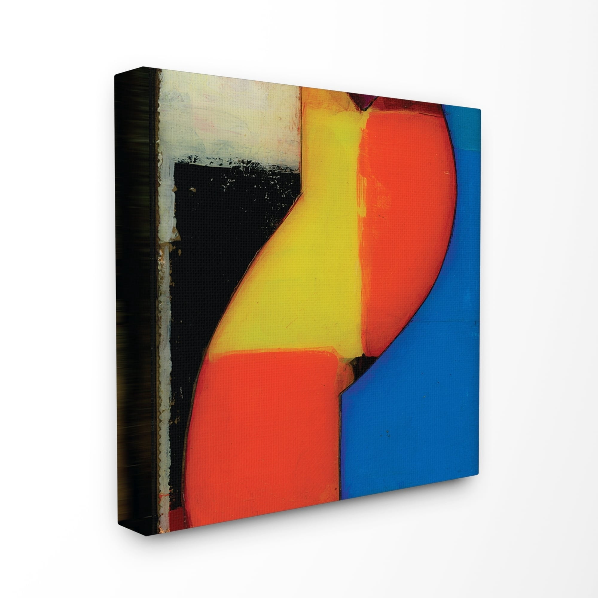 Stupell Modern Zig Zag Blue and Black Stretched Canvas Wall Art 24 x 24