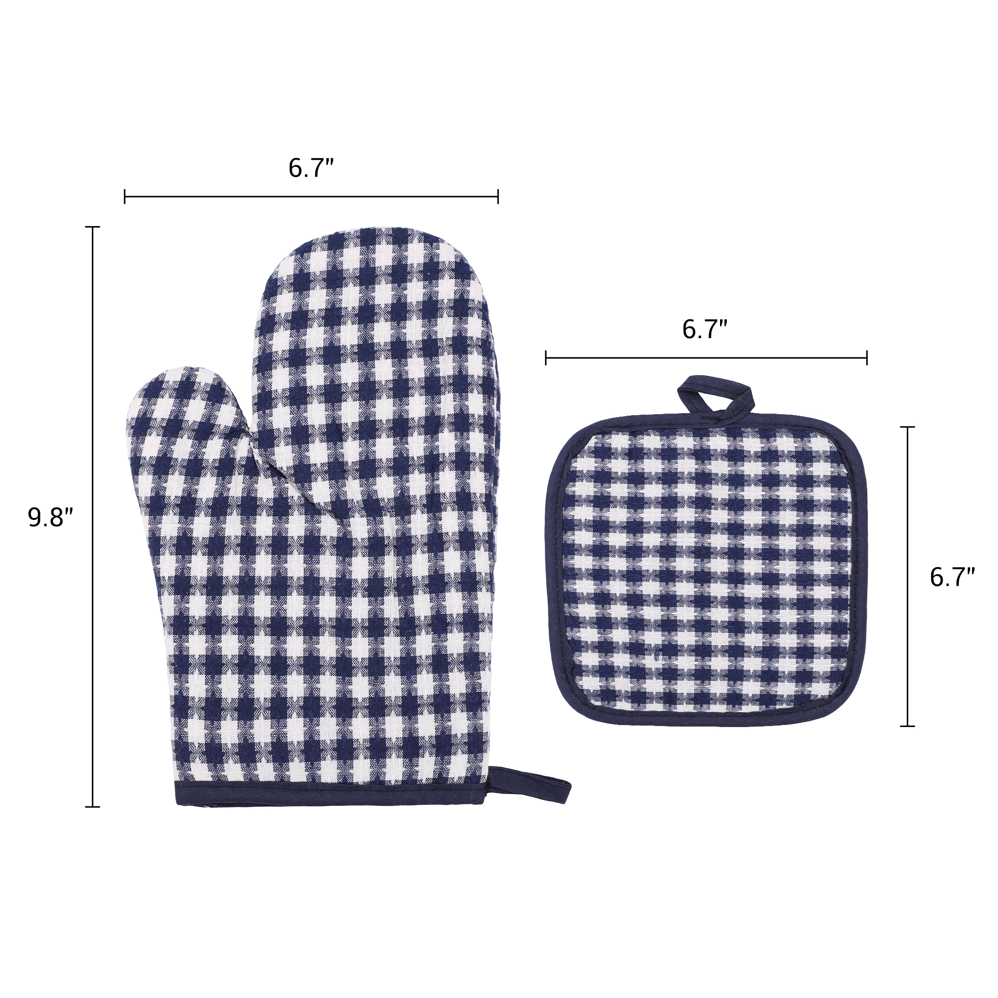 Unique Bargains Pot Holders Set Heat Resistant Oven Mitts Blue 9.8x6.7inch