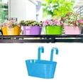 thumbnail image 2 of Planter Boxes for Outdoor, 11 Inch Metal Deck Railing Hanging Flower Pots, Window Box Plant Holder Hooks Fence Rail Bucket Modern Countryside Boho Style Wall Mount Porch Blue 1Pcs, 2 of 5