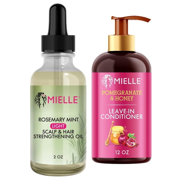 Mielle Rosemary Mint Strengthening hair oil and Pomegranate and Honey Leave-In Conditioner