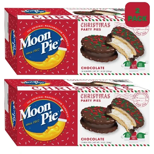 Chocolate Christmas Party Pies Mini Marshmallow Snack Cakes, 10 oz, 2-Pack