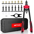 thumbnail image 1 of WETOLS Kit d'Outils Rivets Écrou, Outil Rivets 14 Pouces avec 7 Mandrins Métriques et SAE, Kit d'Assortiment Rivets Professionnel avec 70 Pcs, Manuel, 1 of 8