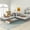 Gray + Pine + Bedroom, variant on Luckynote L-shaped Platform Bed with Trundle and Drawers Linked with built-in Desk,Twin,White