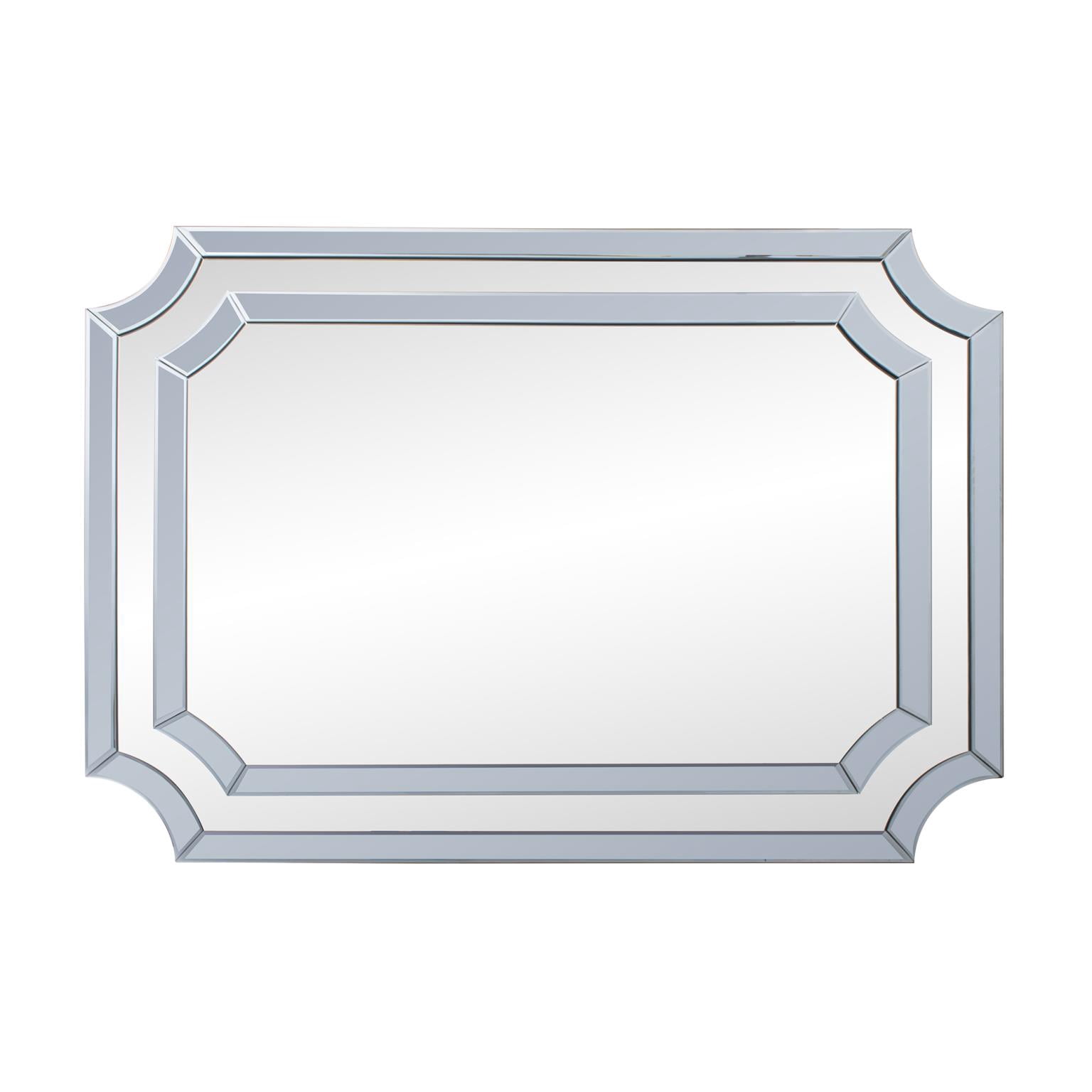Tyler Dillon Rectangular Double Gray Mirror Bordered Wall Mirror with Scalloped Corners 48"H x 36"W