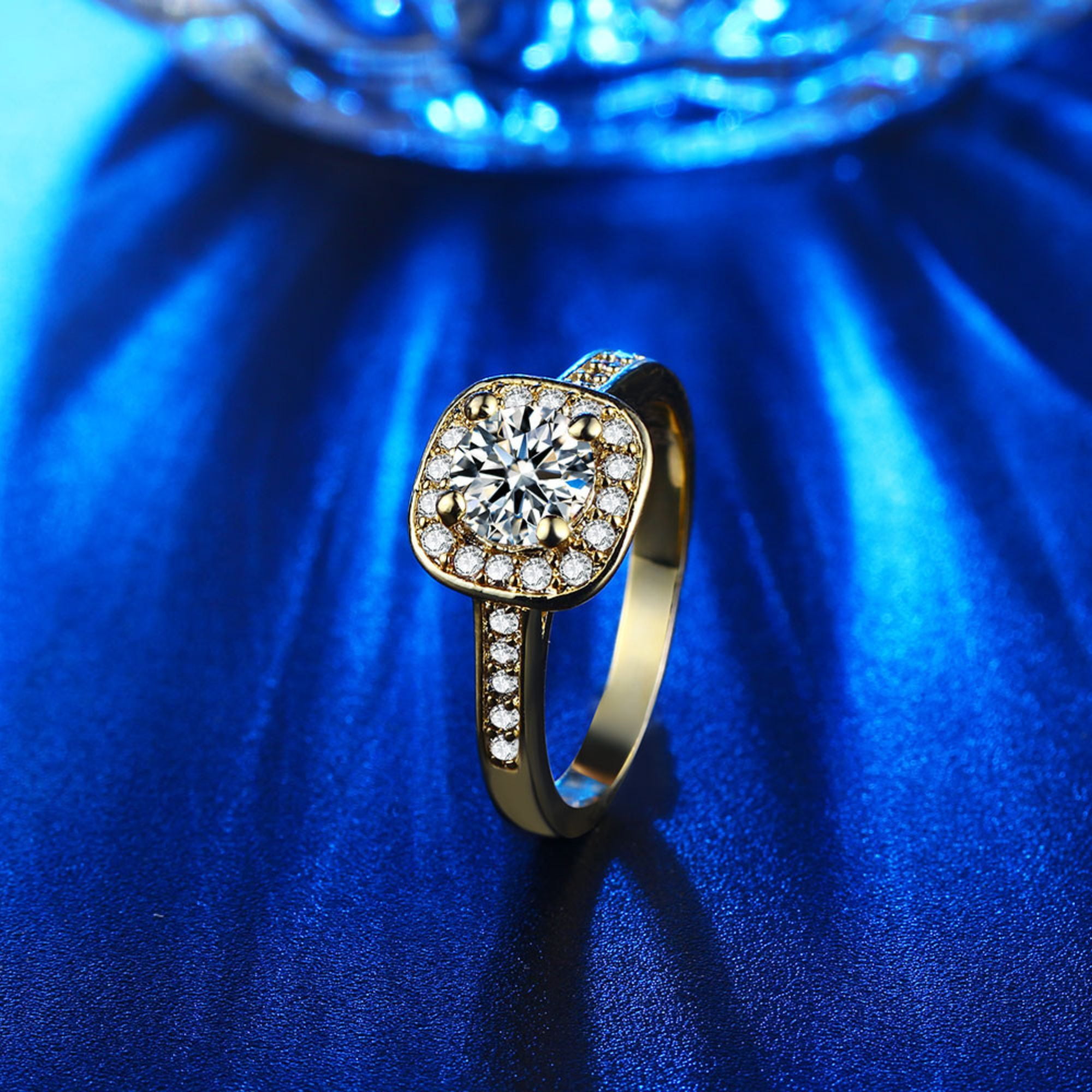 Renee Halo Engagement Ring Cz Women Gold Plated Ginger Lyne Collection