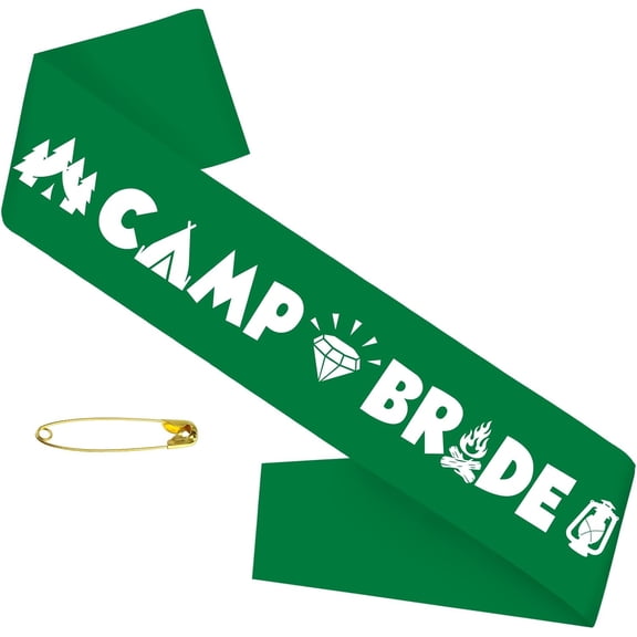 1 pcs Camp Bride Bachelorette Sash, Retro Sage Green Bride to Be Sash for Bridal Shower Engagement Wedding Supplies, Camping Bachelorette Party Decorations, Ideas, Gifts, Jokes and Favors