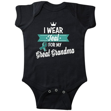 

Inktastic I Wear Teal For My Great Grandma with Teal Ribbon in White Gift Baby Boy or Baby Girl Bodysuit