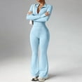 thumbnail image 5 of Womens Two Piece Tracksuit Yoga Set Long Sleeve Zipper Jacket with Athletic High Waist Flare Leggings Workout Outfit, 5 of 5