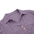 thumbnail image 5 of DENGDENG 3/4 Sleeve Linen Tops for Women Casual Button V Neck Collared Tunic Summer Spring Boho Blouses Outfits, #01 Purple XXL, 5 of 7
