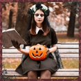 thumbnail image 2 of Diadema Mujer Halloween Velo Negro Encaje Diadema Flores Catrina Tocado de Fiesta Novia Fantasma Decorations(Negro + Amarillo), 2 of 5