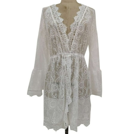 

ZIZOCWA Corset Tutu Dress Tunic Dresses V-Collar Dress Wave Long Lace Ladies Lace Sleeve Leisure Edge Loose Women S Dress Long Sleeve Casual Long Dresses For Women