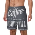 thumbnail image 2 of Uemuo Coffee Is Always A Good Idea Pattern Mens Swim Trunks Quick Dry Board Shorts with Mesh Lining, Stretch Beach Shorts Quick Dry No-Chafing Board Shorts-3X-Large, 2 of 9