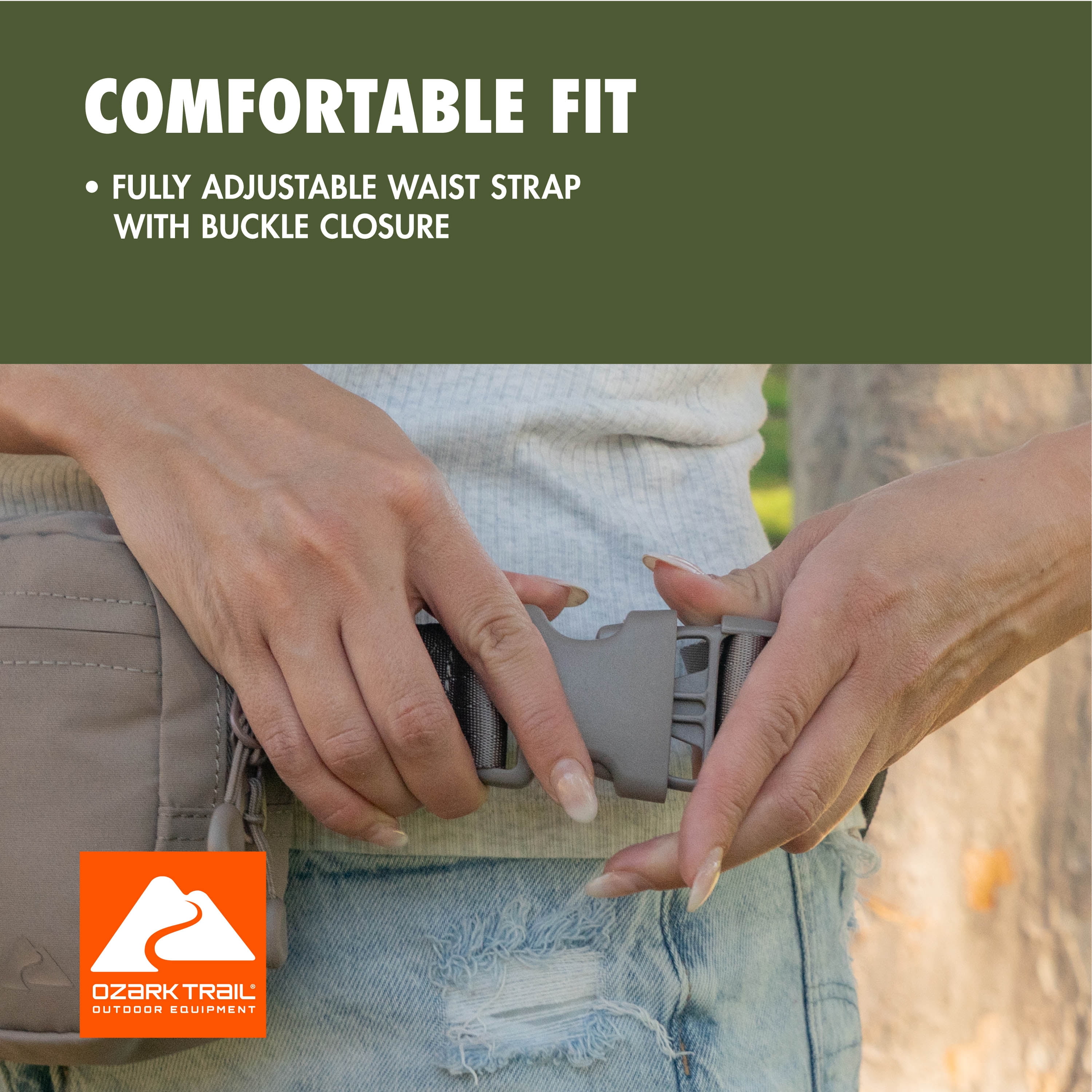 Ozark Trail Unisex Polyester Denver Fanny Pack, Taupe