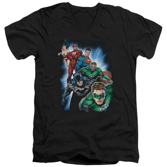 Jla - Heroes Unite - Slim Fit V Neck Shirt - Medium
