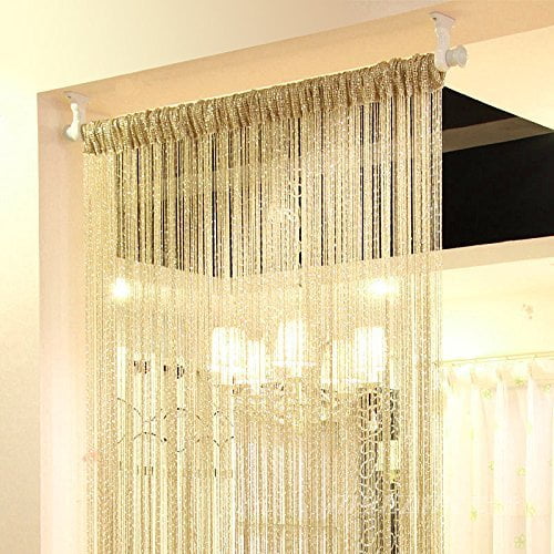 39''x79'' Glitter Door String Curtain Window Panel Silver Ribbon Fringe