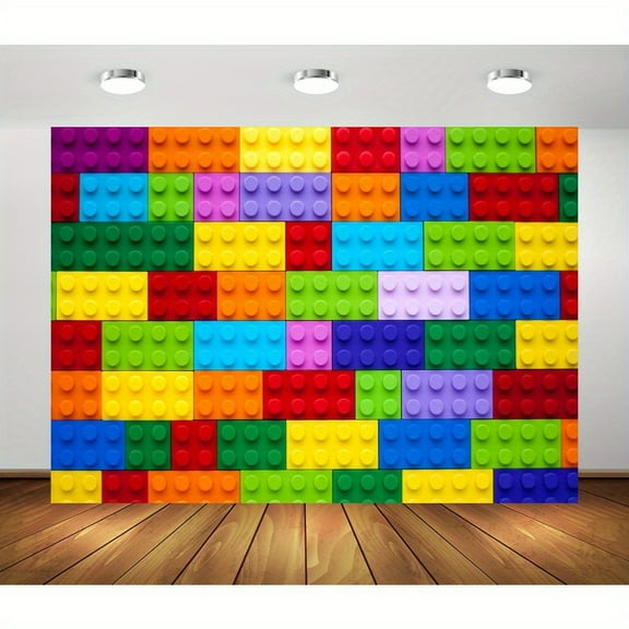 Fabric Colorful Building Blocks Photography Background Building Blocks Theme Birthday Party Background Colorful Toy Blocks Building Blocks Gift Shower Banner Cake Table Decoration Photo Props