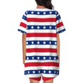 thumbnail image 3 of Qekee American Patriotic Stars And Stripes Women's Pajama Set Short Sleeve Sleepwear Summer Home Wear with Pockets Soft Short Sleeve Shirt - American Patriotic Stars And Stripes, 3 of 9