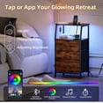thumbnail image 5 of Eunos Small Nightstand with Charging Station and LED for Bedroom, 3 Drawer Dresser with Storage Shelfs, Wood Grain Print, 5 of 8