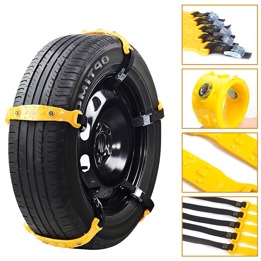 Diagtree 6 Pcs Anti Slip Snow Chains for SUV Car Adjustable Universal Emergency Thickening Anti Skid Tire Chain,Winter Driving Security Chains,Traction Mud Snow Chains,Fit for Most Car/Truck 
