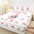thumbnail image 3 of Homewish Cartoon Bowtie Ribbon Bed Sheets,Pink Letter T King Sheets,Cute Flower Sheet Set For Girl Teens,Ultra Soft Bedroom Decor,4-Piece, 3 of 7