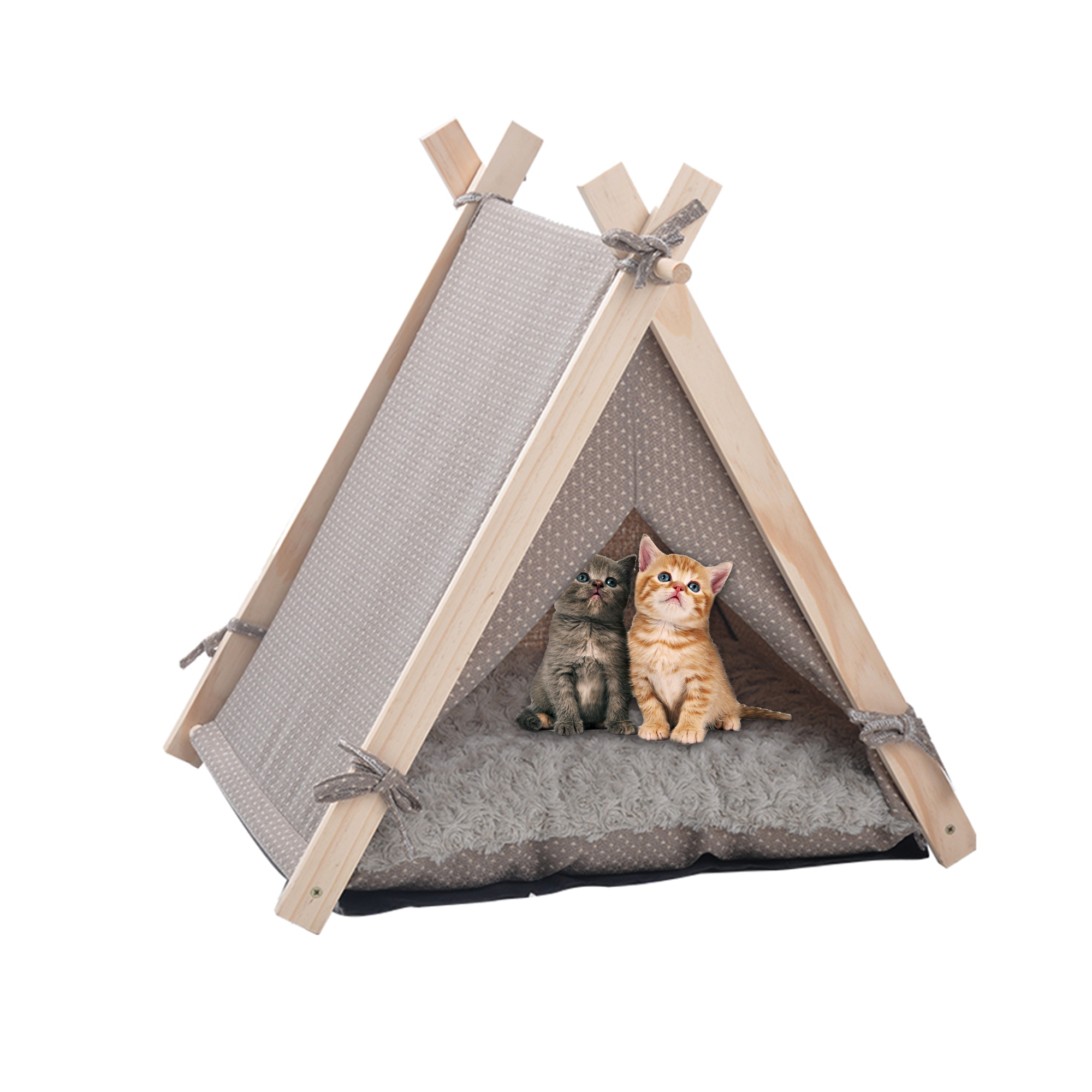 S, Black Star Quality Shop Teepee Dog Cat Bed with Cushion Dog Tent Cat Tent Portable Canvas Tent Pet Cat Supplies Puppy Little House Quickly Assembled Disassembled