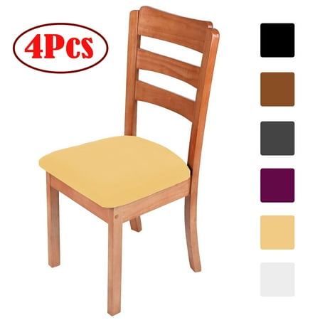 4Pcs Stretch Spandex Jacquard Dining Room Chair Seat Covers, Removable Washable Anti-Dust Dinning Upholstered Chair Seat Cushion Protector Slipcovers by EEEKit