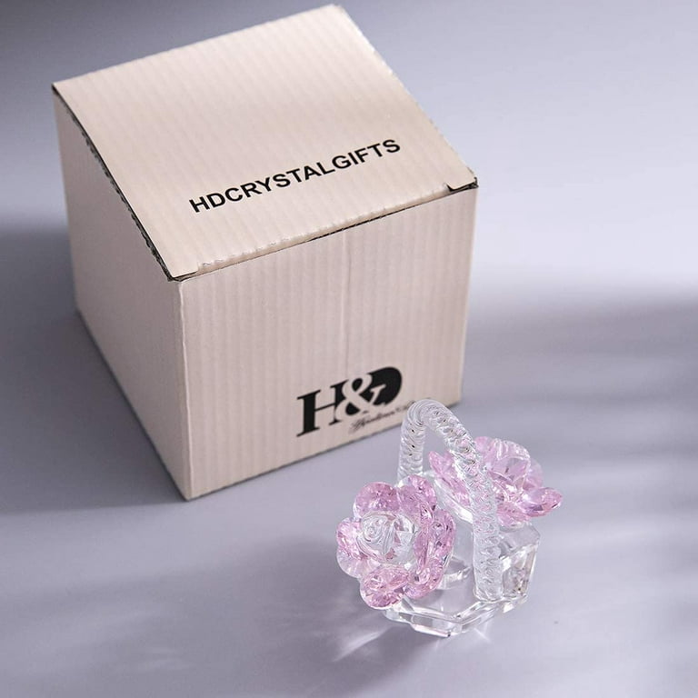 H&D HYALINE & DORA Crystal Rose Flower Figurine,Rose Gifts for Mom Wife  Purple